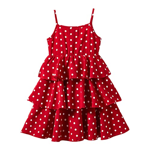LittleSpring Girls Summer Polka Dot Spaghetti Strap Tiered Dress2