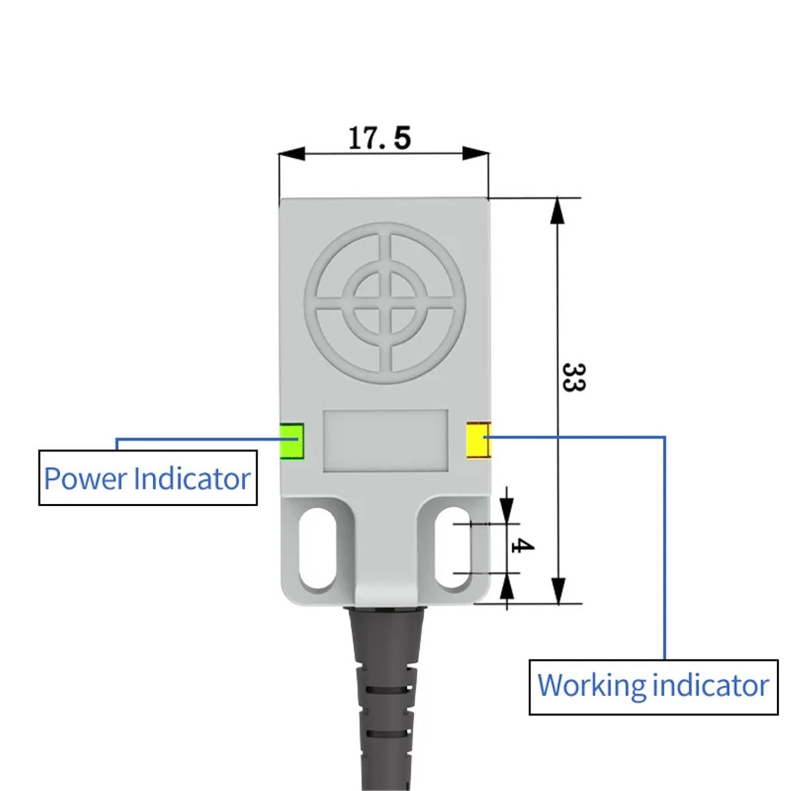 1 x kwadratowy indukcyjny czujnik zbliżeniowy NPN PNP 12-24VDC 3-przewodowy IP67 górna odległość wykrywania 5 mm inteligentny przełącznik wykrywania metalu (5 mm DC 3-przewodowy NPN NO)