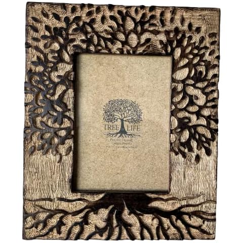 Belle Habitat 5x7 Tree of Life Photo Frame Rustic Picture Frame 13x18cm Wooden Cover