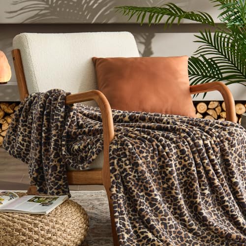 Image of BEDELITE Fleece Blanket for Couch & Bed, Luxury Cheetah Plush Cozy Fuzzy Blanket, Leopard Print Throw 50 inchx 60 inch, Dark Brown
