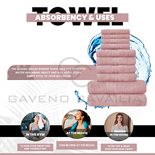 GC GAVENO CAVAILIA Soft Towels - 10 Piece Bathroom Towels Bale Set - Premium Quality Water Absorbent Towel, 4 Face 4 Hand 2 Bath Towel, 450 GSM Washable Towels Set, Blush Pink - Image 5