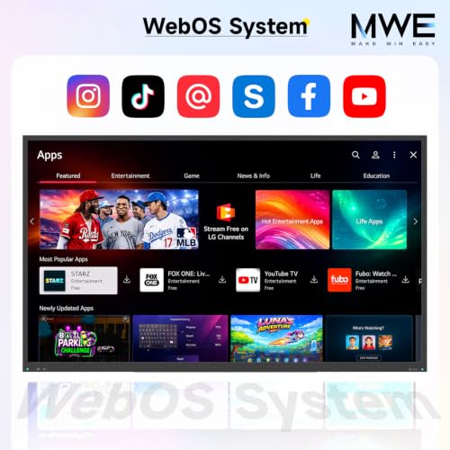 Image of MWE 55 Inch Outdoor TV, 4K UHD, 2000 Nits, IP55, webOS Smart TV | Light-sensing Adjustment, Voice Control, App Control, Screen Mirroring