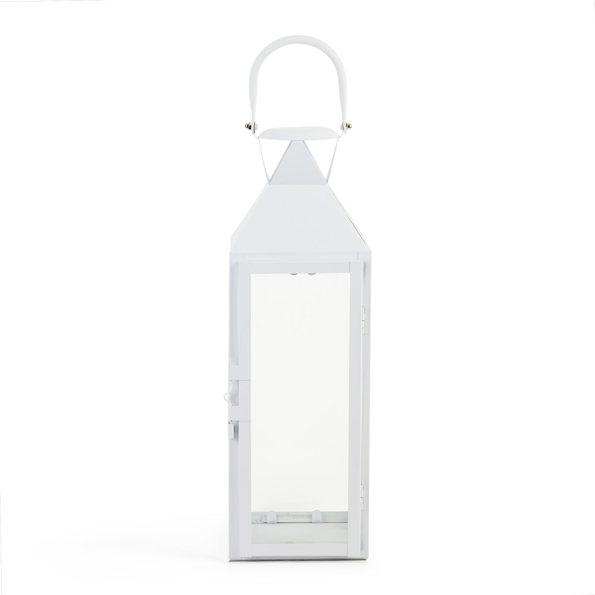 Zings & Thingz Manhattan Hanging Cable Candle Holder Lantern, Decorative Light Home Decor, 15" Tall, White