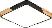 Luminária Plafon LED Wood Quadrado 30cm 30w Preto/Madeira | LY-8169S BK