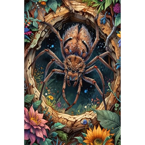 TWYYDP Puzzle de 500 Piezas para Adultos,Animal Araña Aterrador,Puzzle de Madera,Juegos Desafiantes