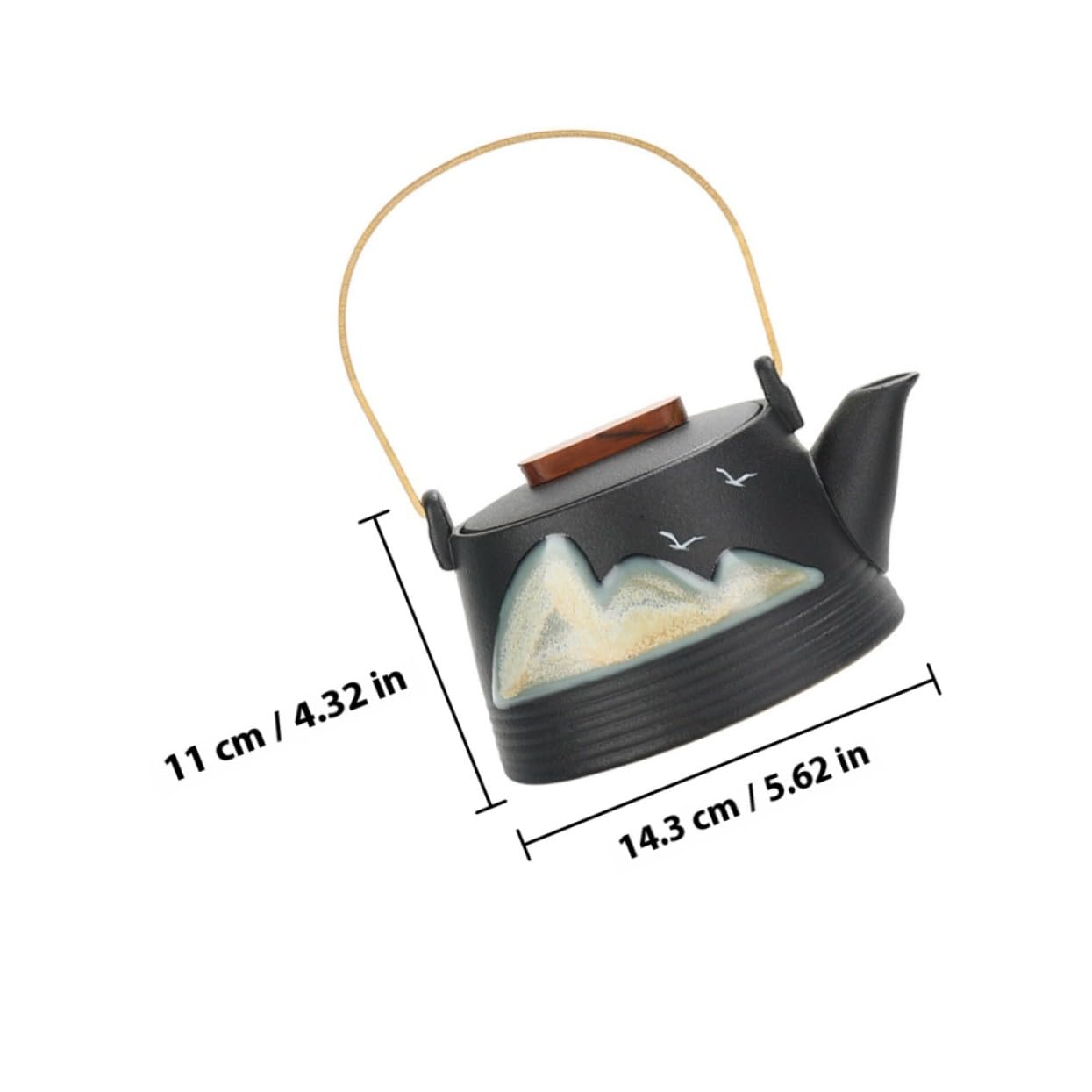 Cabilock Tetera de Cerámica Pintada a Mano Negra Asa Fría para Preparar Té en Casa o Sala de Té Profesional, Diseño Creativo Infusionar