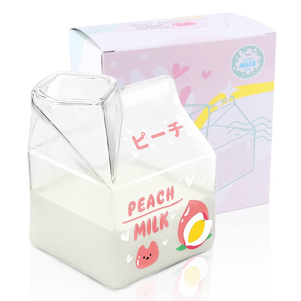 Buy Blsky Kawaii Glass Milk Carton Cup Microwavable 12 Oz Cute Milk