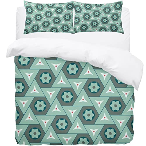 Parure de lit chaude et douce avec housse de couette motif géométrique