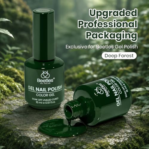 Image of Beetles Green Gel Nail Polish, 15ml Deep Forest Green Color Gel
