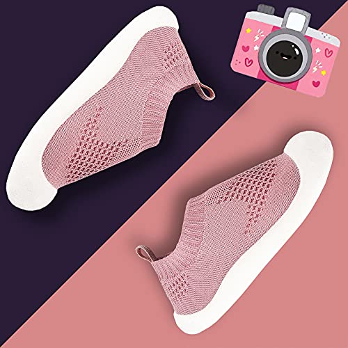 Charrost ZZPR-89884 Baby First-Walking Shoes 1-4 Years Kid Shoes Trainers Toddler Infant Boys Girls Soft Sole Non Slip Cotton Mesh Breathable Lightweight Slip-On Sneakers Outdoor(Pink,4 Toddler) T15 thumb #3