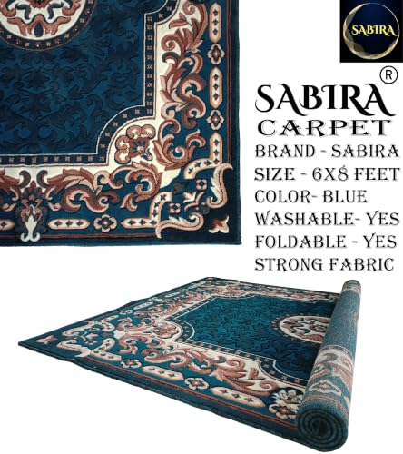 Image of SABIRA Carpet Modern Floral Area Rug Large Carpet for Living Room, Bedroom & Dining Room, Washable, Non-Slip Blue Color (6X8 FEET)