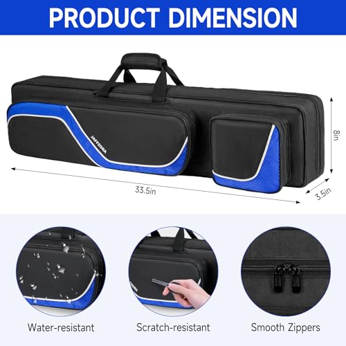 Pool Cue Case 4x5, Billiard Cue Carrying Case Holds 4 Butts and 5 Shafts, Pool Stick Bag with 14Pockets and Shoulder Straps, Black (Bag Only) - Thumbnail 5