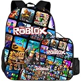 MIMLoweiss For ROBLOX Backpack 3PCS Daypack Gaming Shoulder Bag Leisure Travel Adjustable Strap Backpacks 17.3in