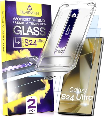 Defenslim for Samsung GALAXY S24 ULTRA Screen Protector (2Pack), Easy Auto-Dust & Align Install Kit, 6.8" Tempered Glass, 9H Hardness, Ultra HD Clear, Case Friendly, WonderShield