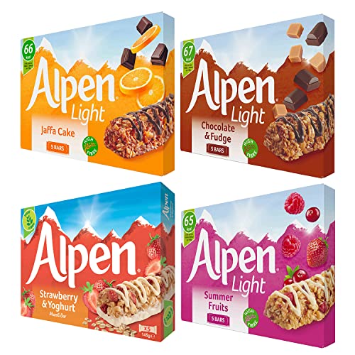 Alpen Cereal Bar Bundle | 4 Great Flavours - 5 Bars of Each | 20 Bars Total | Excellent for snack time or a lunch box