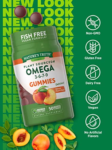 Nature's Truth Vegan Omega 3679 Gummies | 50 Count | Non-Gmo & Gluten Free Supplement | Natural Peach Flavor #TOP3