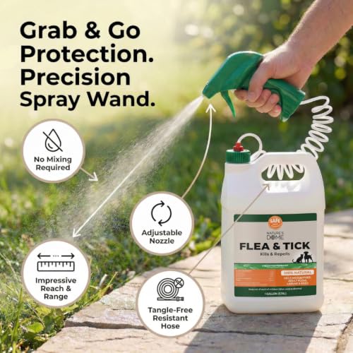 Image of Flea and Tick Spray for Yard & Home 128 Oz - Nature's Dome Peppermint Oil Pest Control | 1 Gallon Refill for Lawn, Patio, Carpets & Pet Areas | Kills & Repels Fleas, Ticks and Mosquitos | Plant-Based