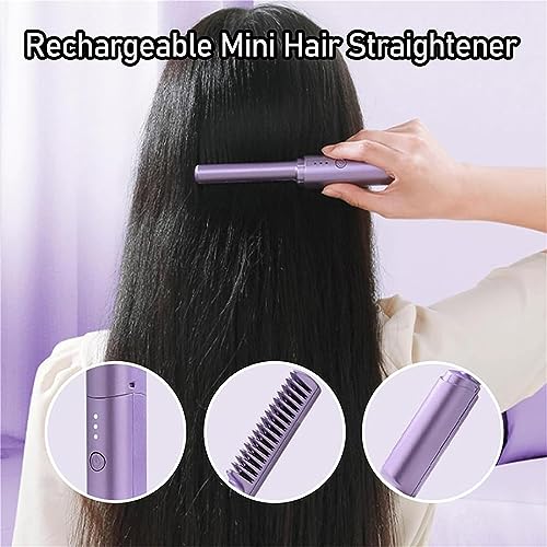 Mini plancha de pelo recargable inalámbrica púrpura miniatura 2