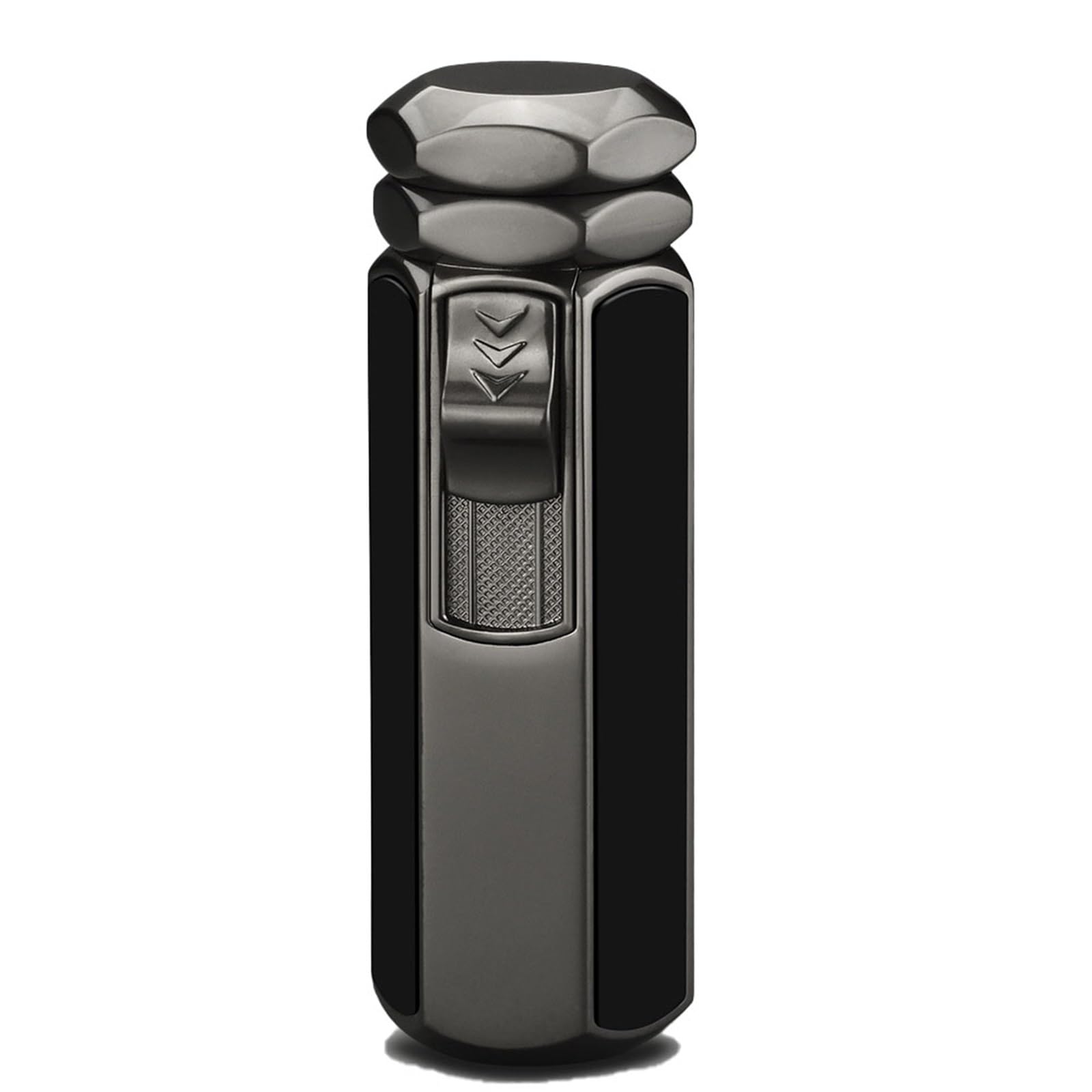 Four-fire direct jet blue flame butane lighter, metal lighter, cigar lighter, adjustable flame size, recyclable butane gas, suitable for candles, campfires, cigars, moxibustion, camping, men's gifts.(