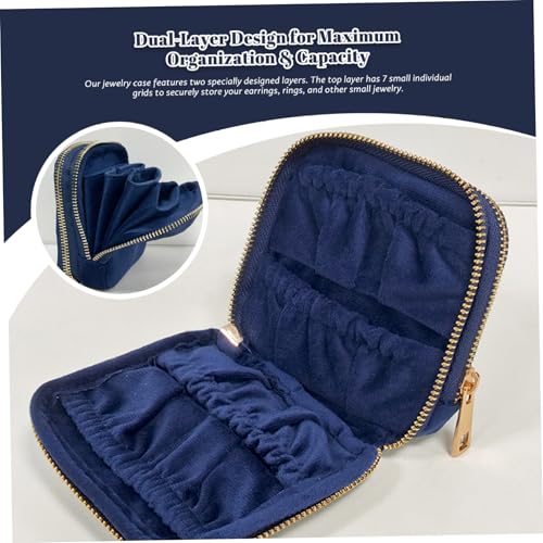 Pochette à bijoux de voyage en velours avec compartiments bagues et boucles