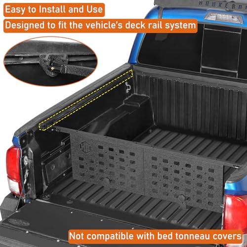 Image of Hooke Road Tacoma Truck Bed Divider for 2005-2023 Toyota Tacoma 2nd 3rd Gen, Solid Steel MOLLE Panel, Truck Back Cargo Storage Manager