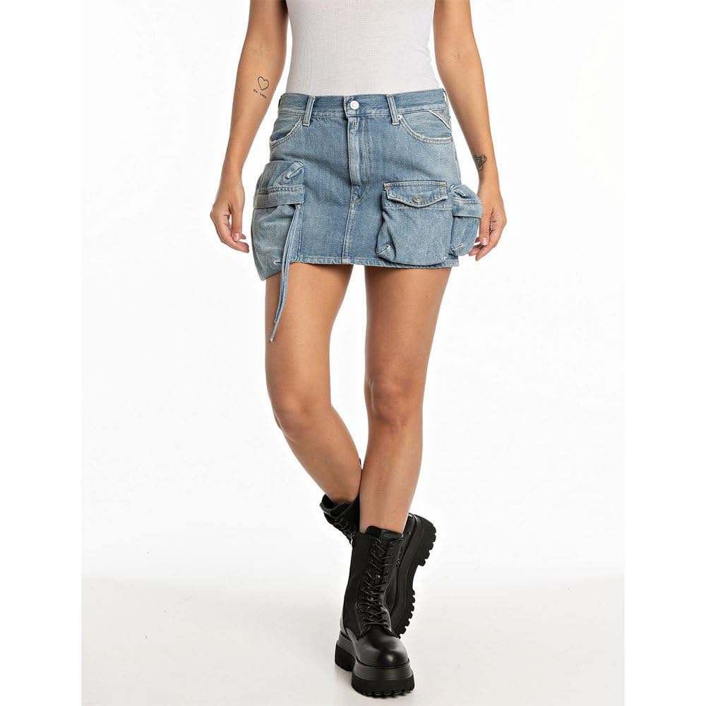 Replay women's denim skirt made of cotton, blue (Light Blue 010), 25W