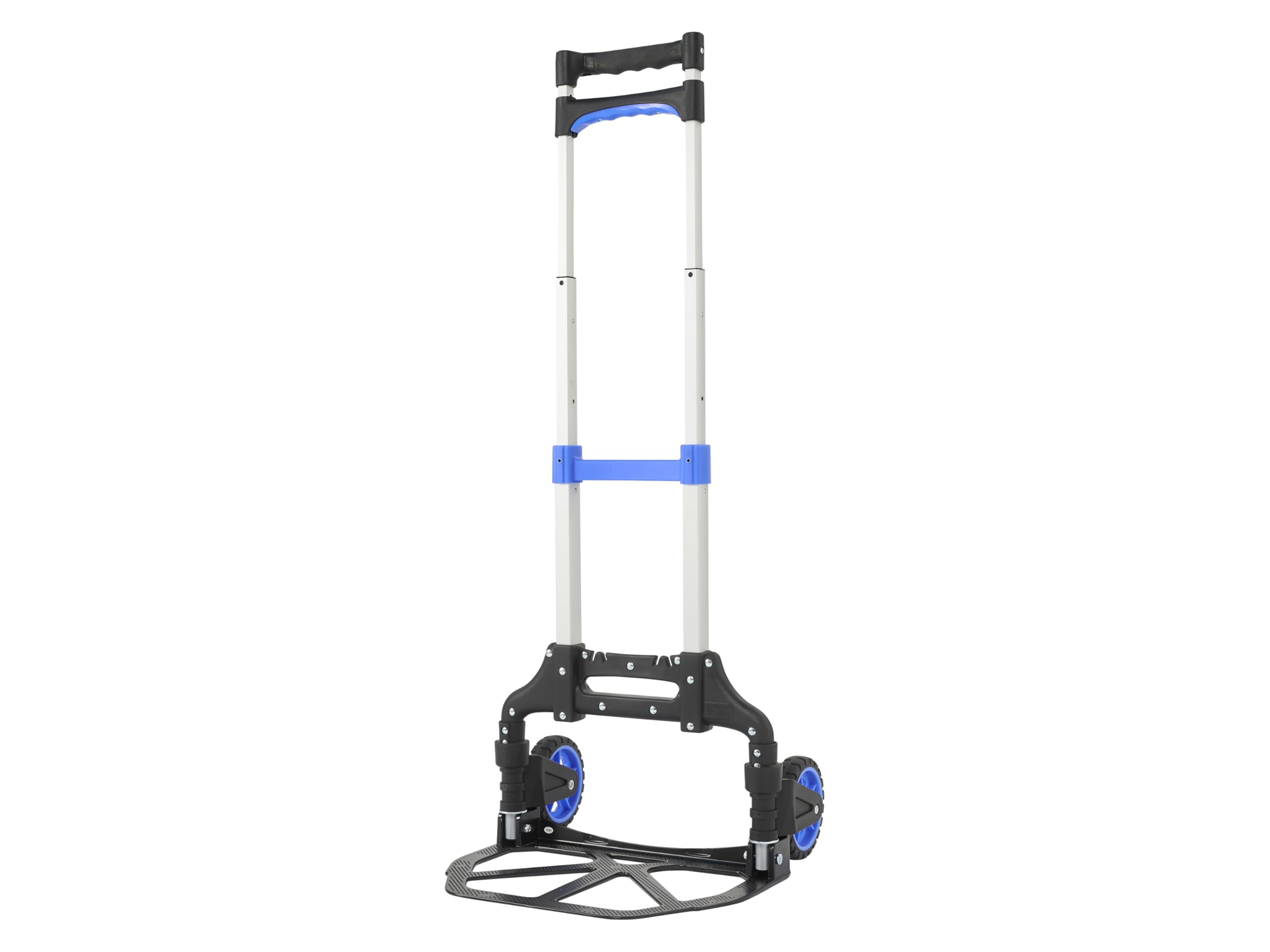 The Workplace Depot Black Folding Sack Truck, Aluminium Hand Trolley On Wheels With Adjustable Handle For Garden, Festival, Camping & Transport