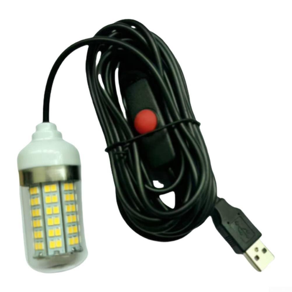 Lampada da pesca subacquea a LED da 5 V, ricaricabile tramite USB, con 4 colori, per pesca notturna, barca, piscina, serbatoio (blu)