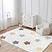 Poowe Large ABC Rug for Kids Room Boy & Girl - Colorful Alphabet Circle Area for Playroom, Nursery, Classroom, Bedroom - Non-Slip, Soft Play Mat for Baby, Neutral Toddler, Children -4Ft x 6Ft