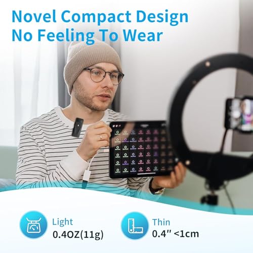 Image of MAYBESTA Mini Wireless Lapel Lavalier Microphone for Android Phone USB C iPhone 15 2 Pack with Charge Case, Noise Canceling- Lav Mic, Clip On Microphone for Podcast Video Recording (MB30)