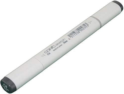 Copic Sketch Marcador, barril de forma ovalada, punta media ancha y súper pincel, C8 gris frío 8 (C8-S)