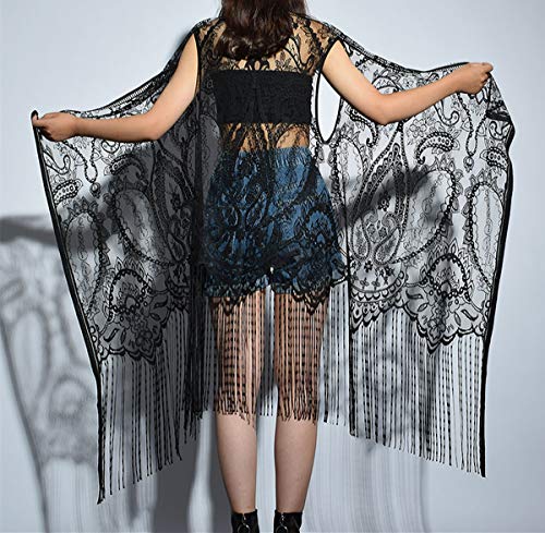 Sexy Lace Cardigan Women Vest Casual Hollow Out Perspective Plus Size Irregular Long Beach Elegant Tops Waistcoat3