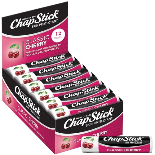 ChapStick Bulk Lip Balm Classic Cherry 12-Count Lip Moisturizer for Dry Lips 0.15 Oz Ea