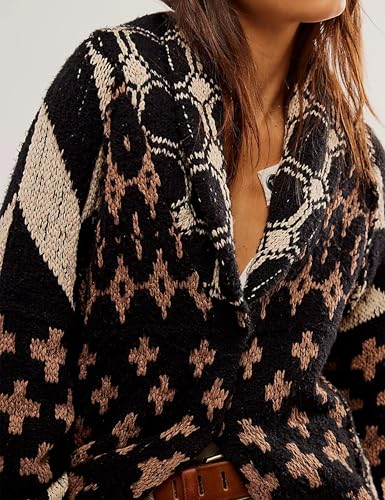 SKIKYAN Women Fall Sweater Cardigans Graphic Button Down Collar Knitwear Long Sleeve Oversized Y2K Print Coats4