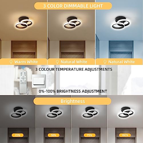 Plafonnier LED dimmable 22W noir avec télécommande et 3 températures de couleur