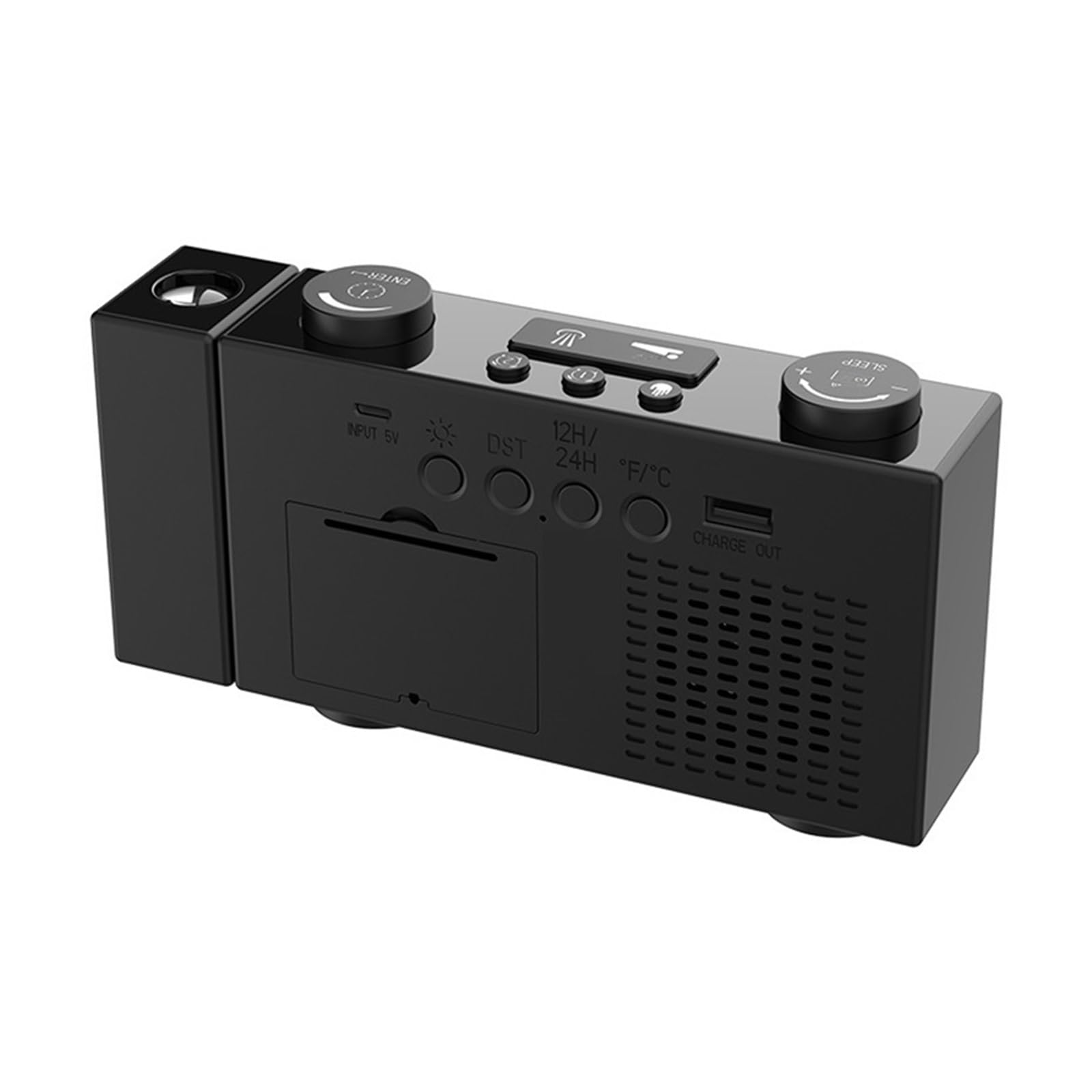 Budzik Z Projekcją Do Sufitu W Sypialni Projektor Zegarem Duży Cyfrowy Wyświetlacz LED Ściemniacz Ładowarka USB WyraźNa Projekcja(Blue)