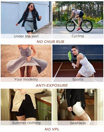 INNERSY Black Cycling Shorts Women Chub Rub Shorts Under Dresses Safety Short Leggings 3 Pack (Large, Black) - Image 5