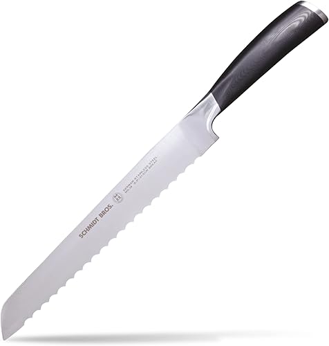 Schmidt Brothers - Heritage, cuchillo de pan de 8.5 pulgadas, cubiertos de cocina de acero inoxidable alemán de alto carbono