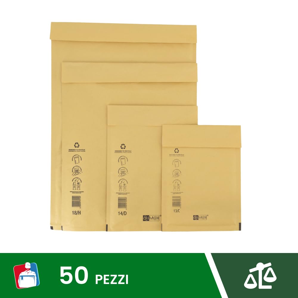 IMBALLAGGI 2000 Buste Postali Imbottite iM@il 50 Pezzi 27x36cm Buste Imbottite per Spedizione