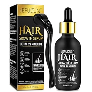 5% Minoxidil Hair Growth Serum Kit, Hair Regrowth Treatment for Scalp Hair Loss and Thinning, With Biotin - 2.02 Fl oz, 1 Month Supply