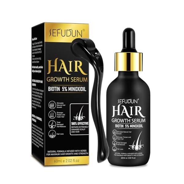 5% Minoxidil Hair Growth Serum Kit, Hair Regrowth Treatment for Scalp Hair Loss and Thinning, With Biotin - 2.02 Fl oz, 1 Month Supply