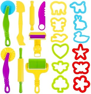 Lictin Clay Dough Tools Kit, 20pcs Clay Modelling Tool Kit Dough Rollers Molds Plastic Play Dough Tools Accessories(Multicolored)