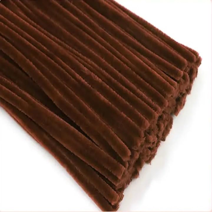 Sequential 100 Brown Pipe Cleaners for Craft 30cm x 6mm, Chenille Stems Arts & Crafts for Kids, School & Crafting Projects