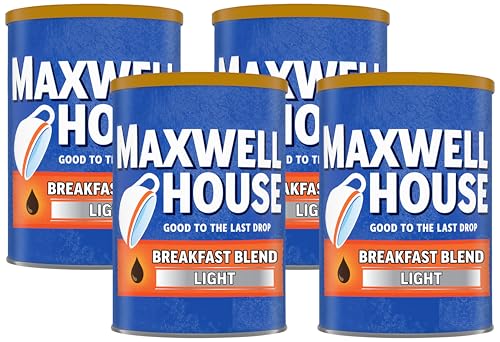 Image of Maxwell House Breakfast Blend Ground Coffee, Light Roast, 11 Ounce Canister (Pack of 4)