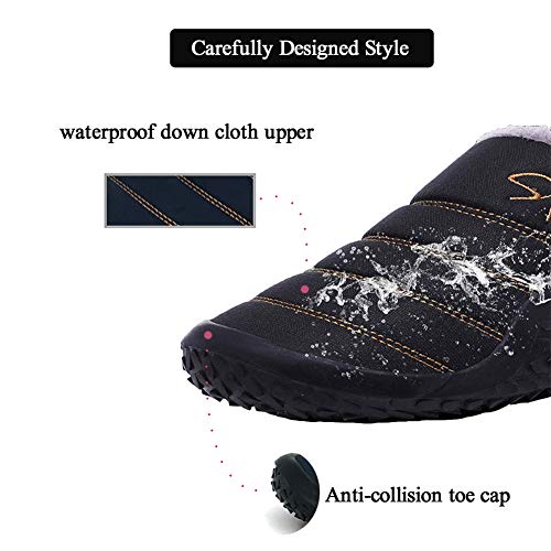 Asifn Womens Mens Slippers House Winter Slip on Shoes Warm Fur Lined Snow Plush Waterproof Indoor/Outdoor3