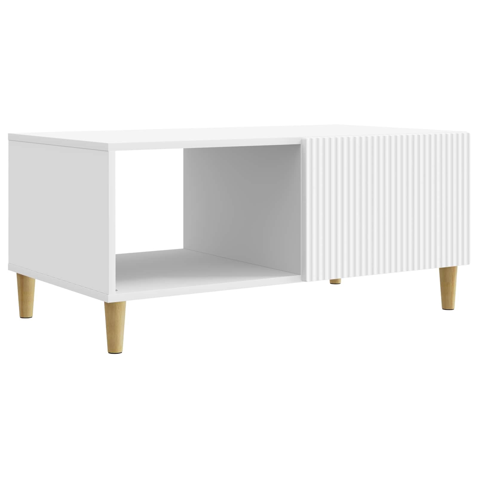 Table basse blanche en bois au design moderne et vintage pour votre salon