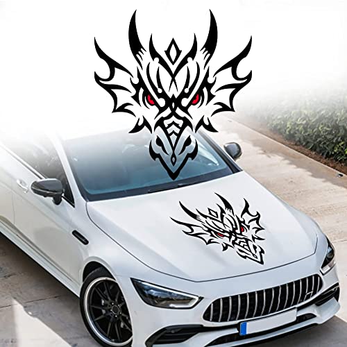 JSCARLIFE Dragon Head Car Sticker, Black, Vinyl,...