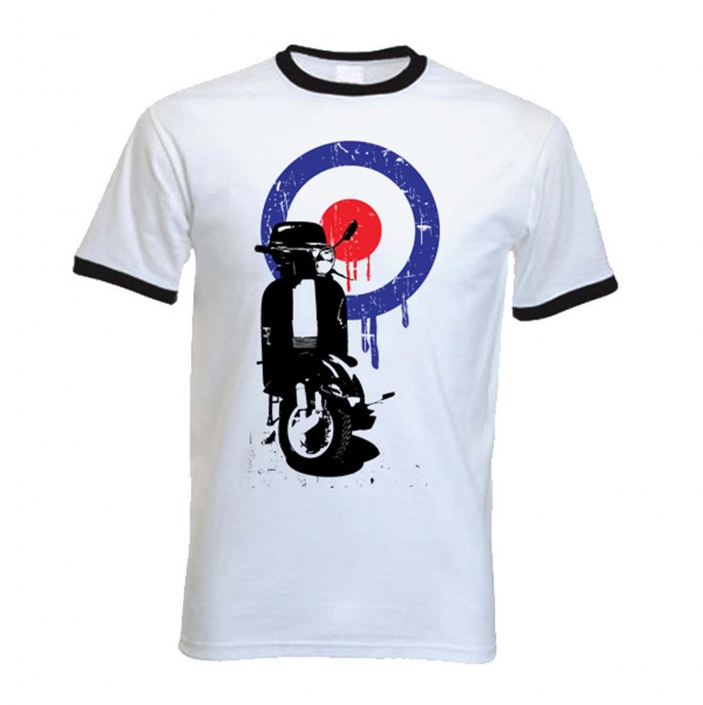 Tribal T-Shirts Men's White Mod Target Scooter T-Shirt (Large, )