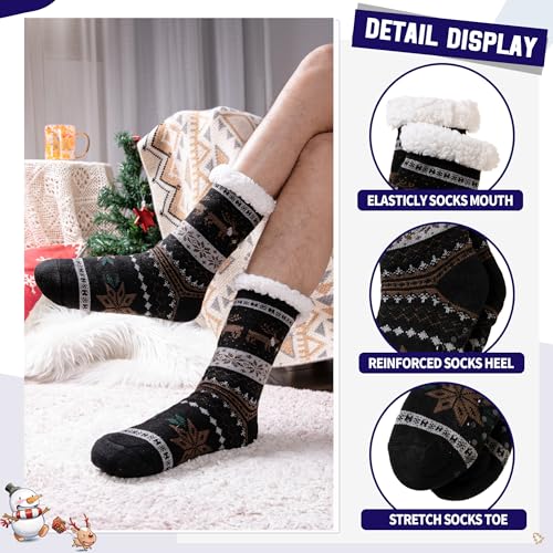 DoSmart Men's Winter Thermal Fleece Lining Knit Slipper Socks Soft Warm Cozy Fuzzy Fluffy Christmas Non Slip Socks 5