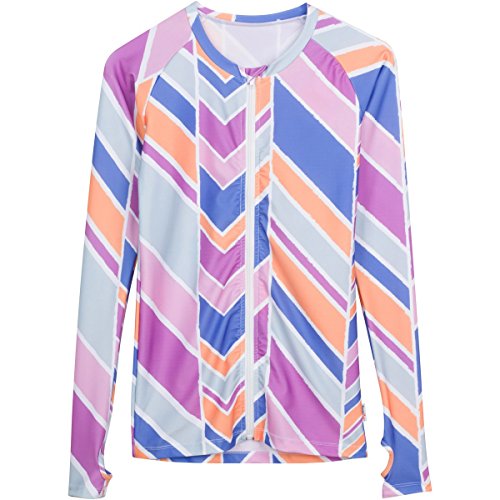 SwimZip Women Long Sleeve Rash Guard Zip Swim Shirt SPF 50+ Cali Girl Pink Small